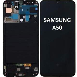 Оригинален дисплей за Samsung A50 SM-A505F Черен + Рамка